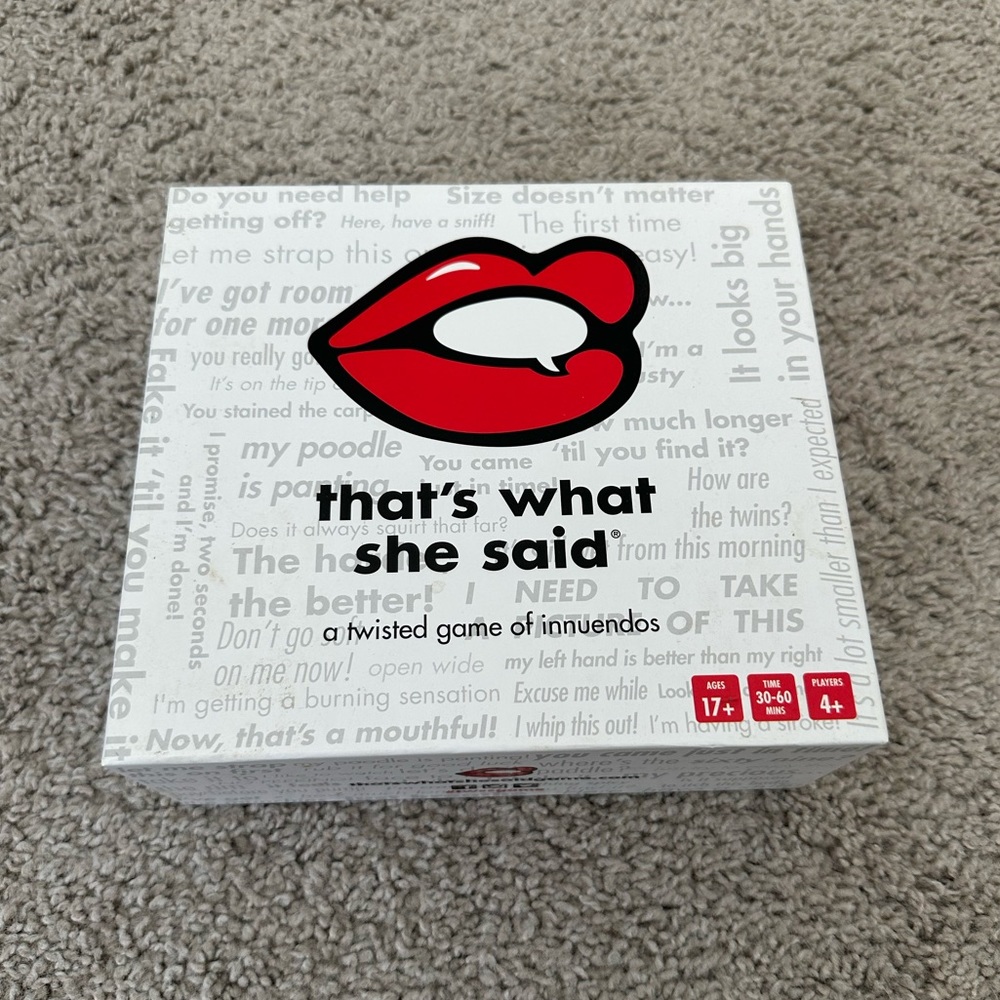 That’s what she said board game | card game | drinking game